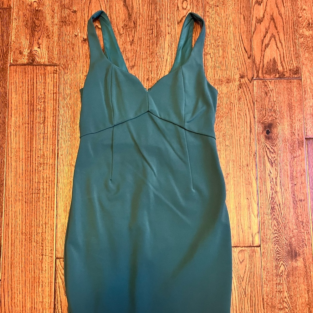 Forest Green V-Neck Sleeveless Dress